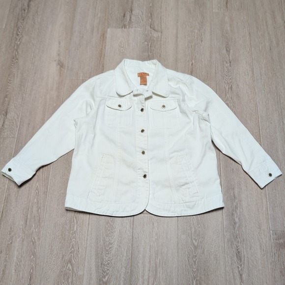 Zena Jeans Jackets & Blazers - Vintage Zena Jeans Womens 2XL White Denim Jacket Cotton Button Front Plus Size